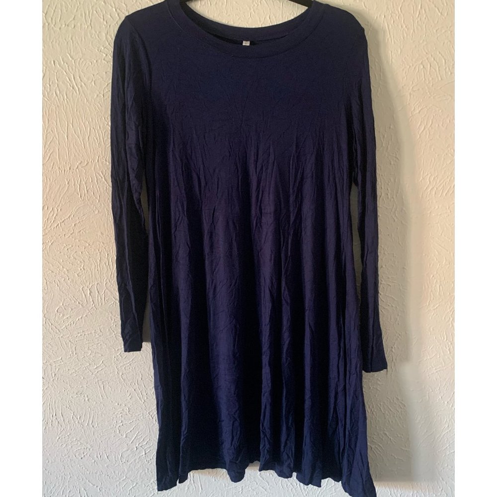 Long Sleeve Navy Swing Dress